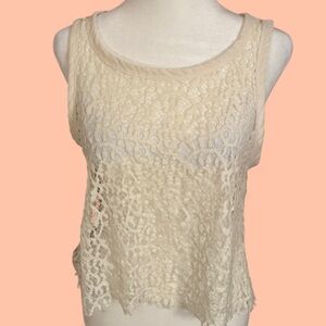 🤍Banana Republic Heritage Lace Crop Tank Cream Clean Girl Boho XS